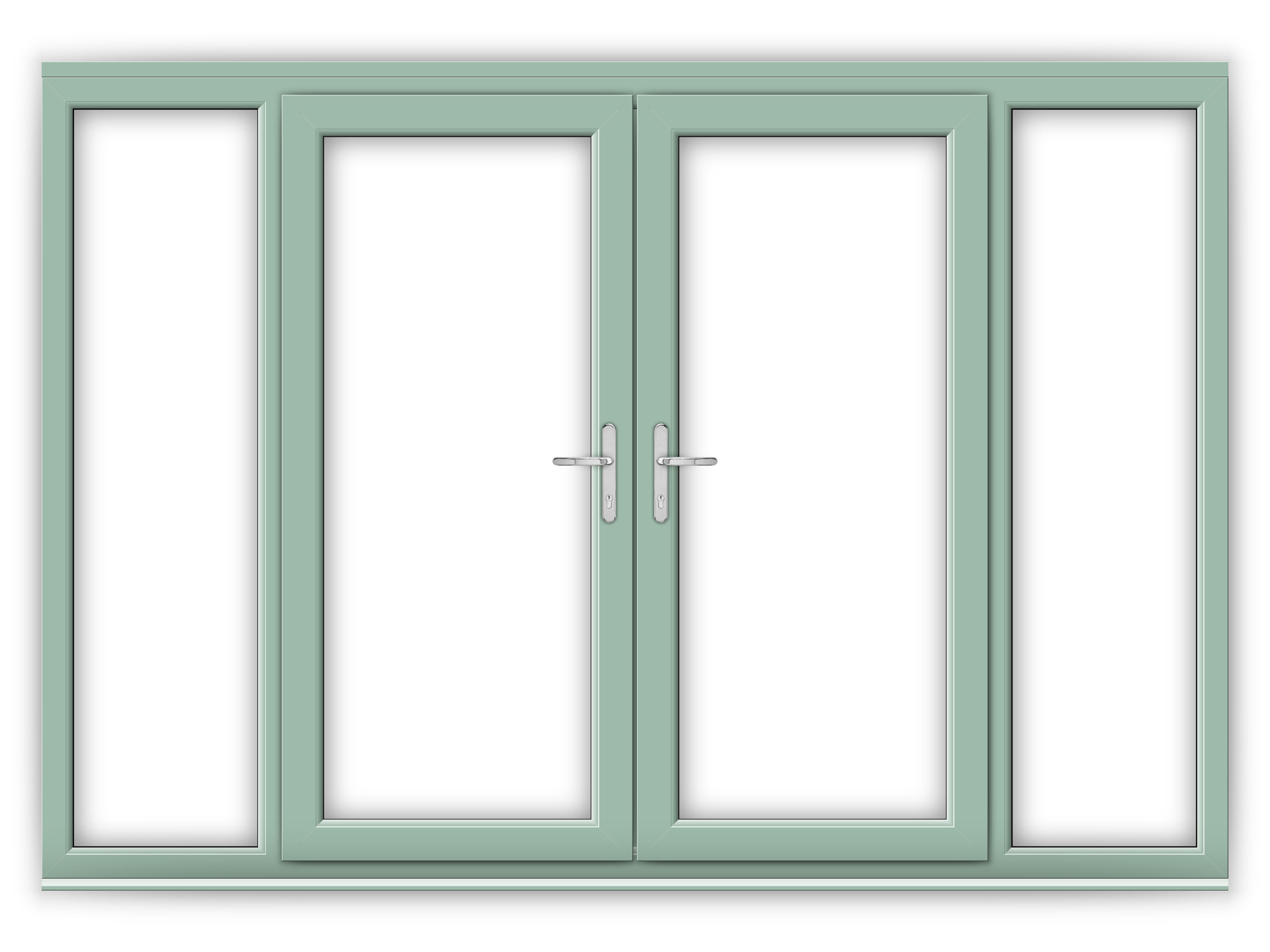 6ft Chartwell Green Upvc French Doors With Wide Side Panels Flying 6ft Chartwell Green Upvc French Doors With Wide Side Panels Flying