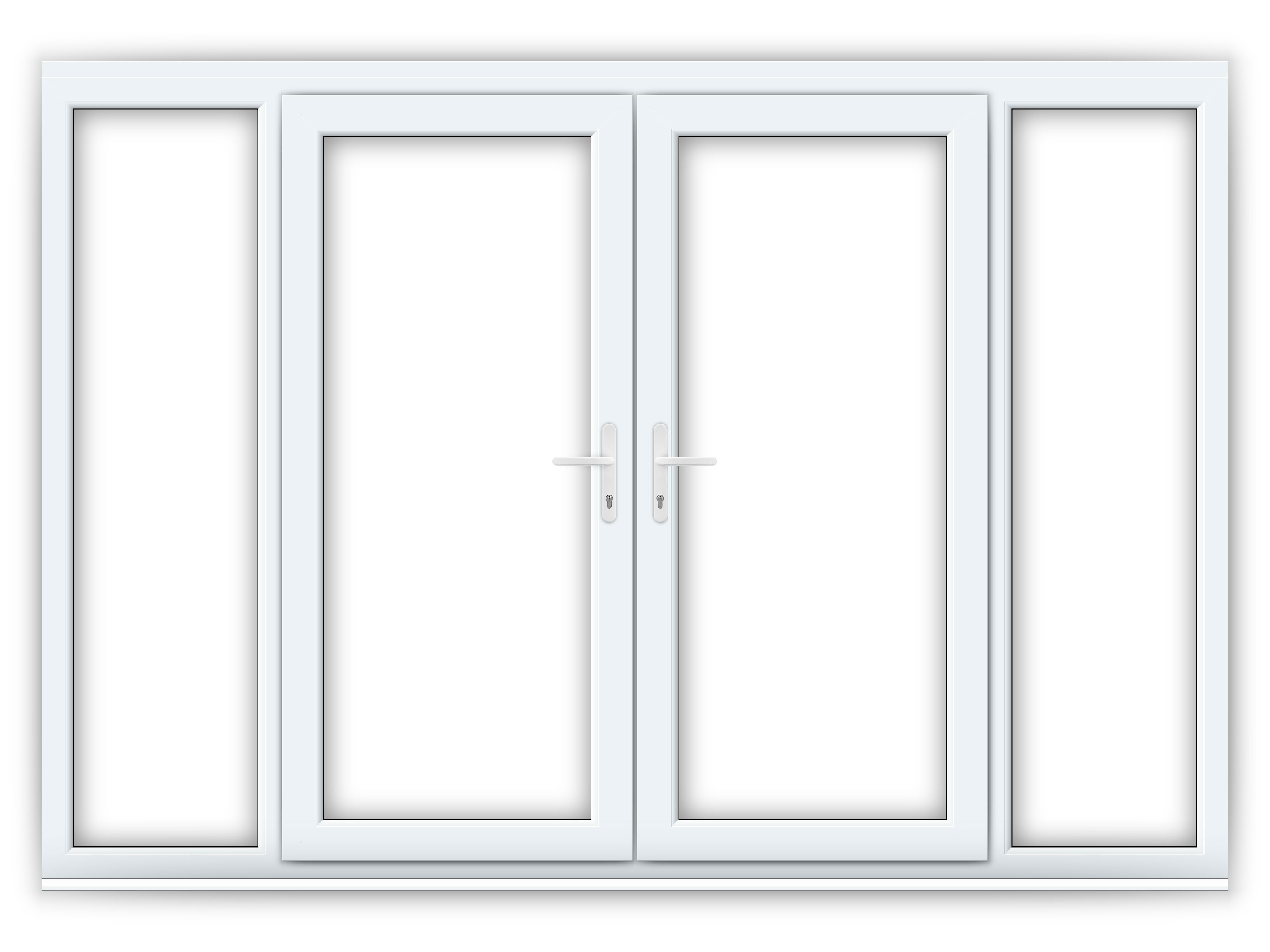 6ft uPVC French Doors with 2 Wide uPVC Side Panels Flying Doors