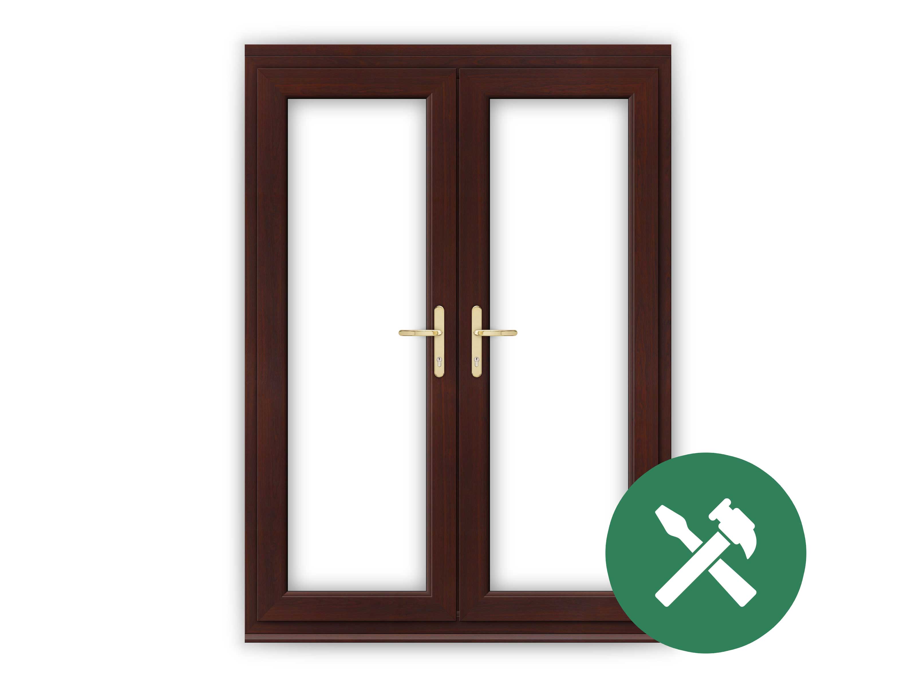 Custom Rosewood uPVC French Door Set Flying Doors