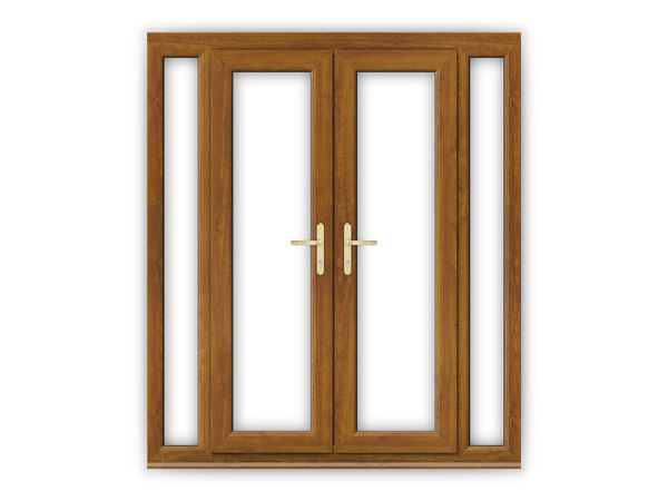 4ft Golden Oak uPVC French Doors with Narrow Side Panels