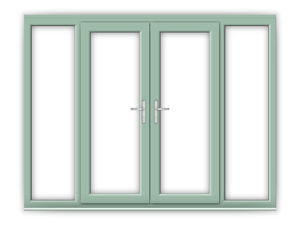 5ft Chartwell Green uPVC French Doors with Wide Side Panels