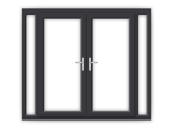 6ft Anthracite Grey uPVC French Doors with Narrow Side Panels