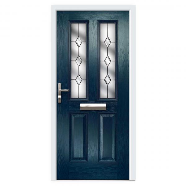 Blue Narrow Lite Composite Front Door