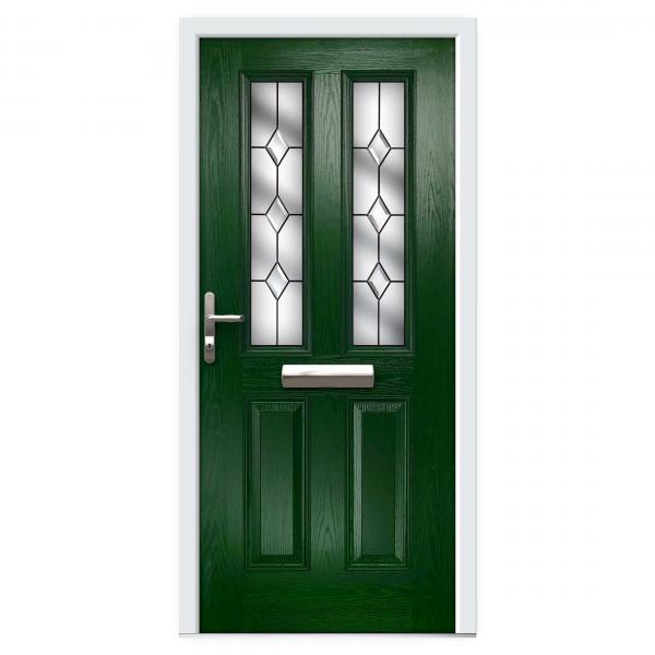 Green Narrow Lite Composite Front Door