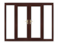 5ft Rosewood uPVC French Doors with Wide Side Panels